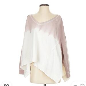Free People Mystic Ombre Drip Dye Purple White V-neck sweater sz M Oversized